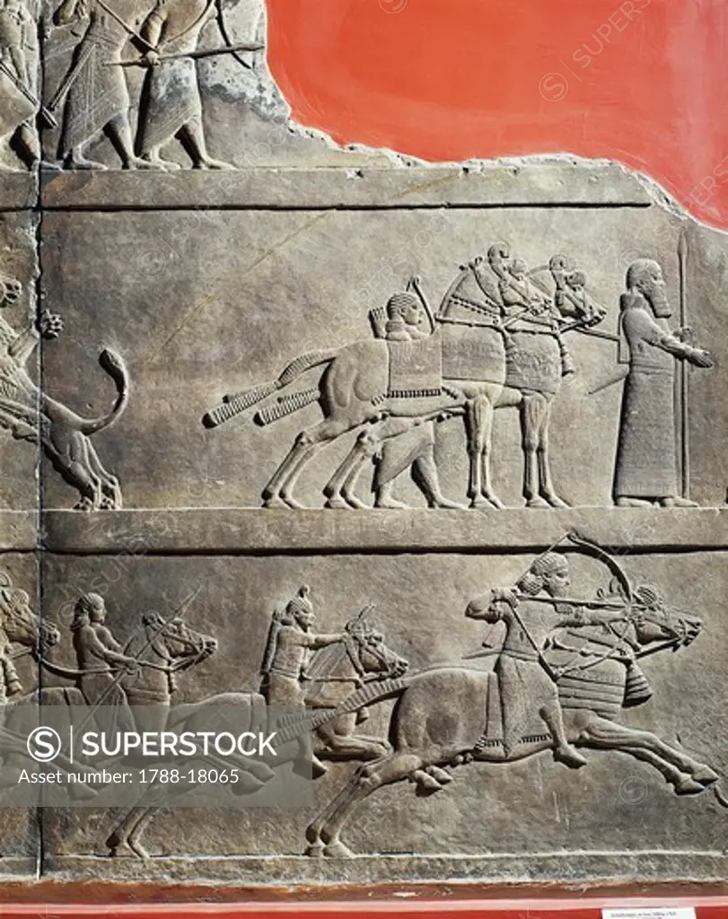 Scene of Ashurbanipal hunting with his squires, Relief from Royal Palaces of Nineveh, circa 645 B.C.