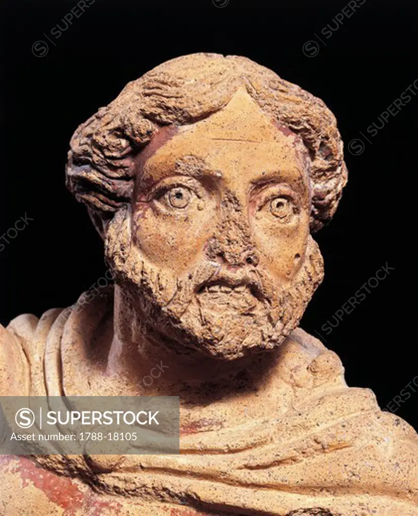 Bearded male figure, from the Temple of the Belvedere of Orvieto, Terni province, Italy, detail
