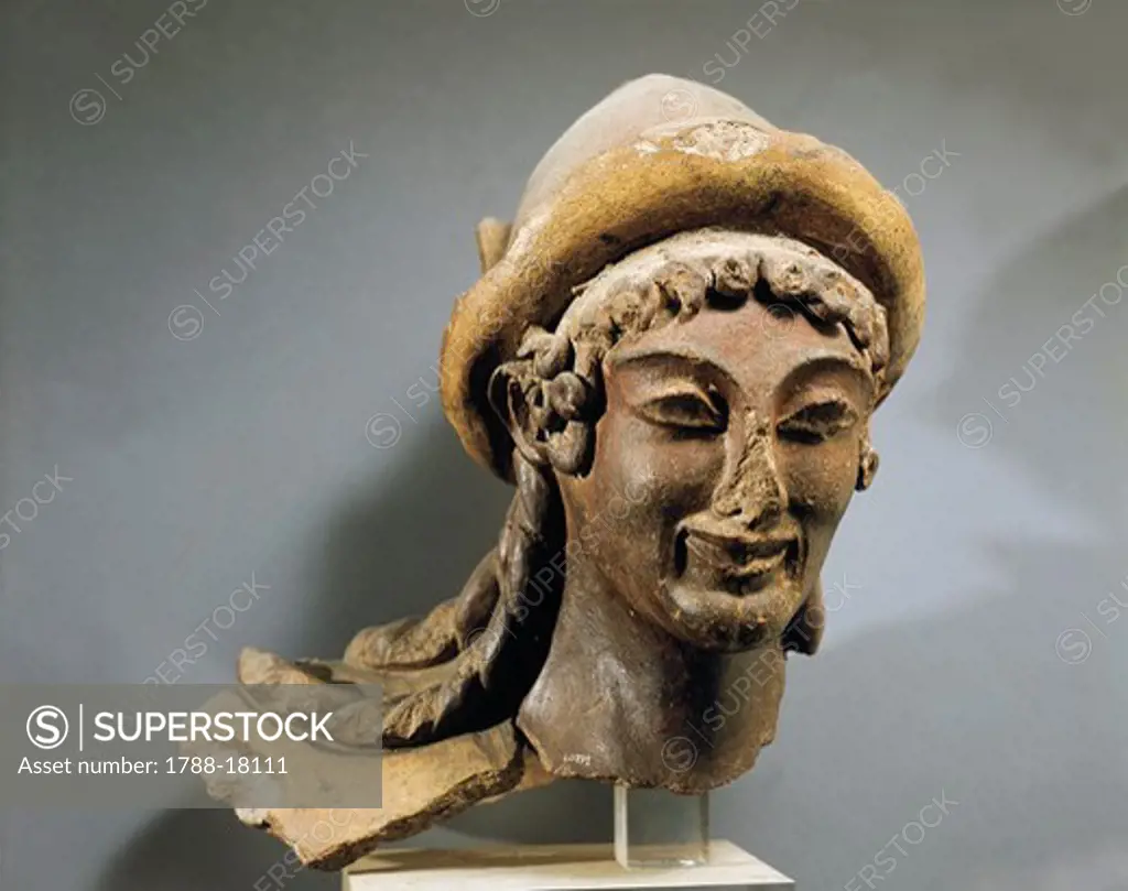 Head of Hermes, terracotta, from the Temple of Portonaccio at Veio, Italy