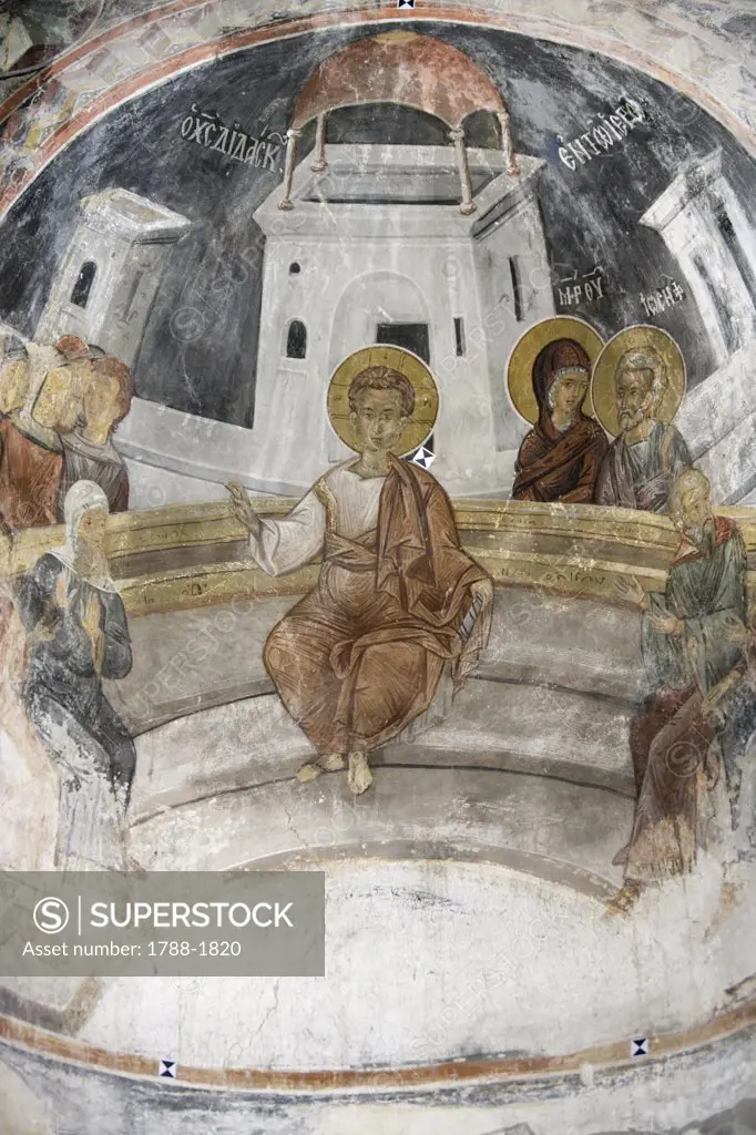 Bulgaria - Black Sea - Nessebar (UNESCO World Heritage List, 1983). St. Stephen's Church (Sveti Stefan) or the New Bishopric (Nova Mitropoliya) (10th-11th century). Fresco detail