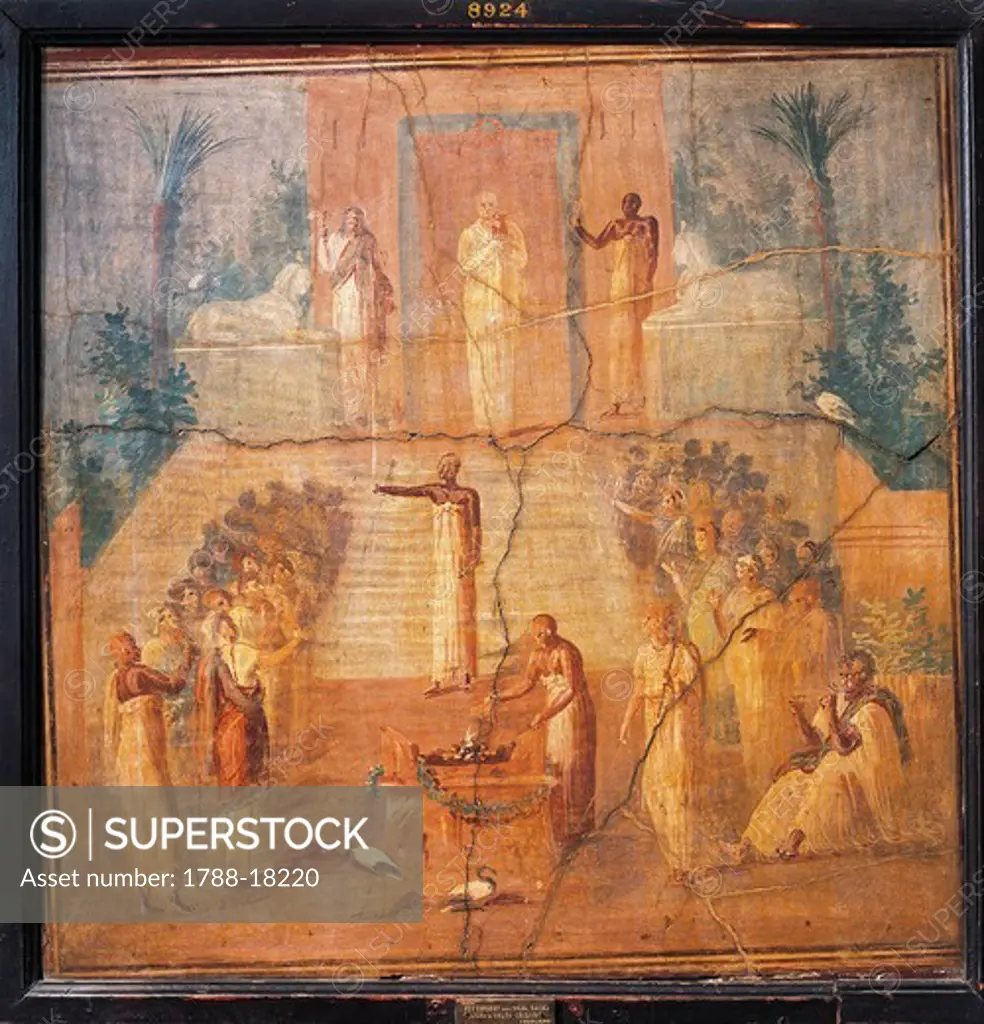 Fresco depicting Isis worship, from Ercolano, Naples province, Italy