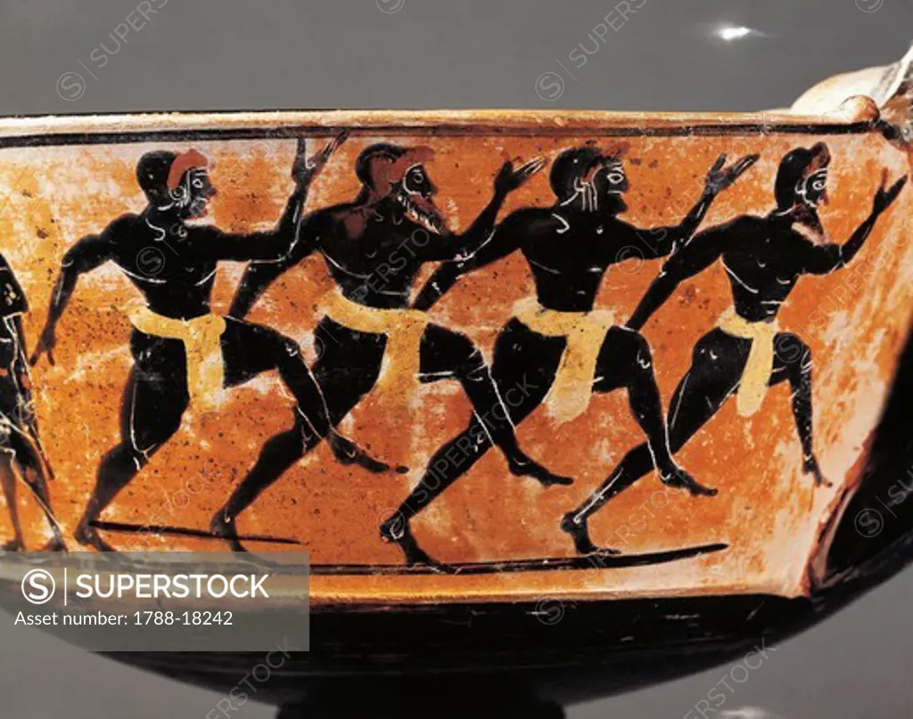 Kantharos depicting athletes running
