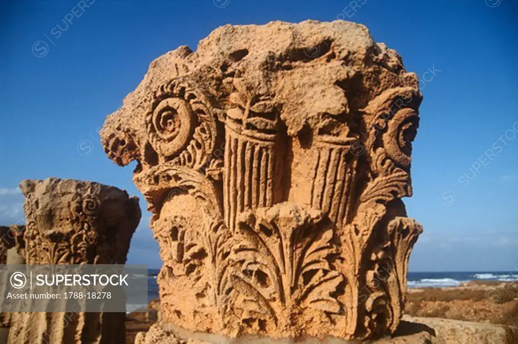 Libya, Cyrene, Historical Cyrenaica, Ancient Apollonia (Marsa Susah), Detail of architecture