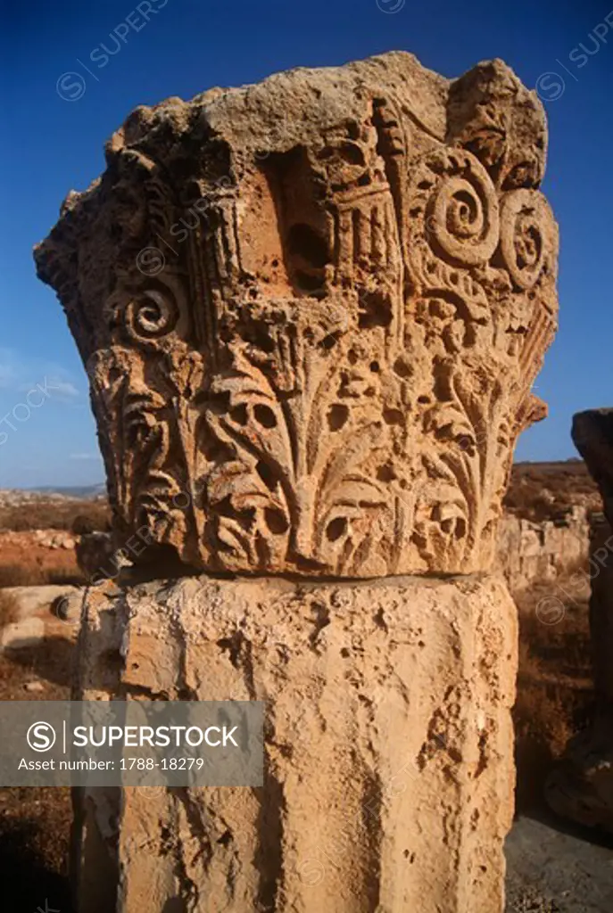 Libya, Cyrene, Historical Cyrenaica, Ancient Apollonia (Marsa Susah), Detail of architecture