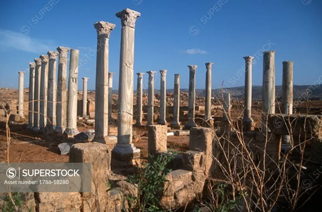 Libya, Cyrene, Historical Cyrenaica, Ancient Apollonia (Marsa Susah), Colonnaded eastern basilica