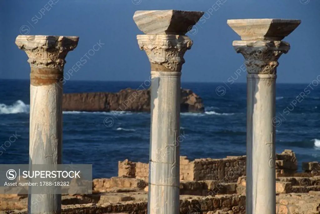 Libya, Cyrene, Historical Cyrenaica, Ancient Apollonia (Marsa Susah), Colonnaded central basilica