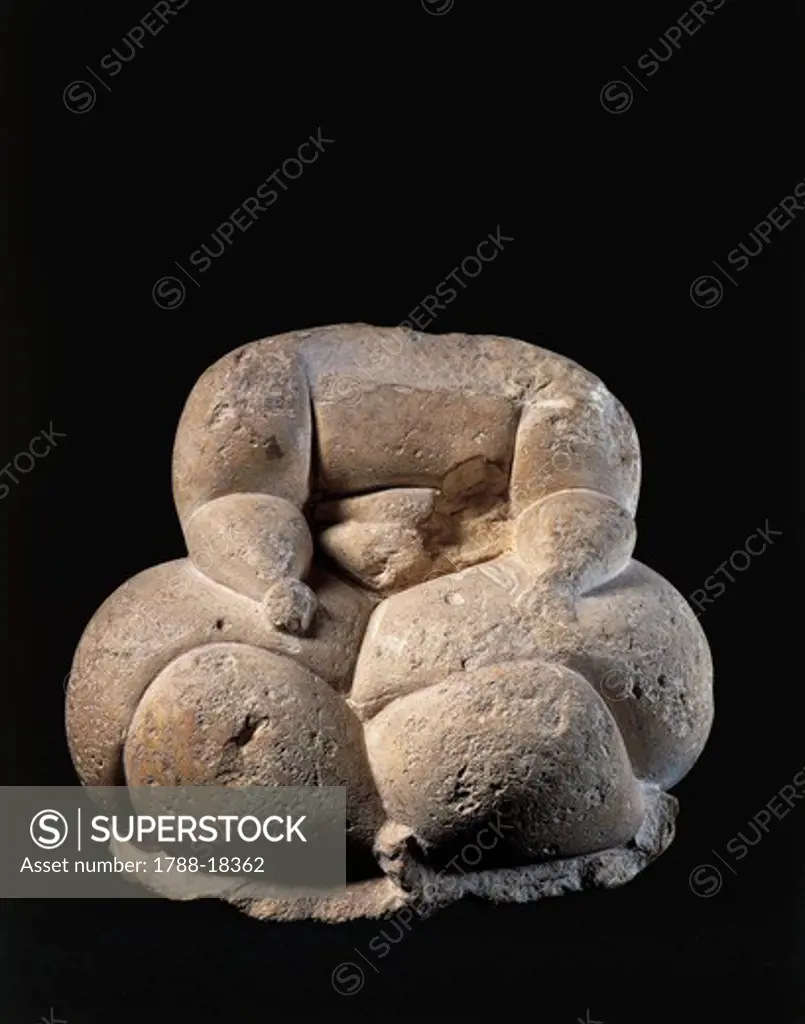 Stone statue of seated Mother Goddess, from the Temple of Hagar Qim
