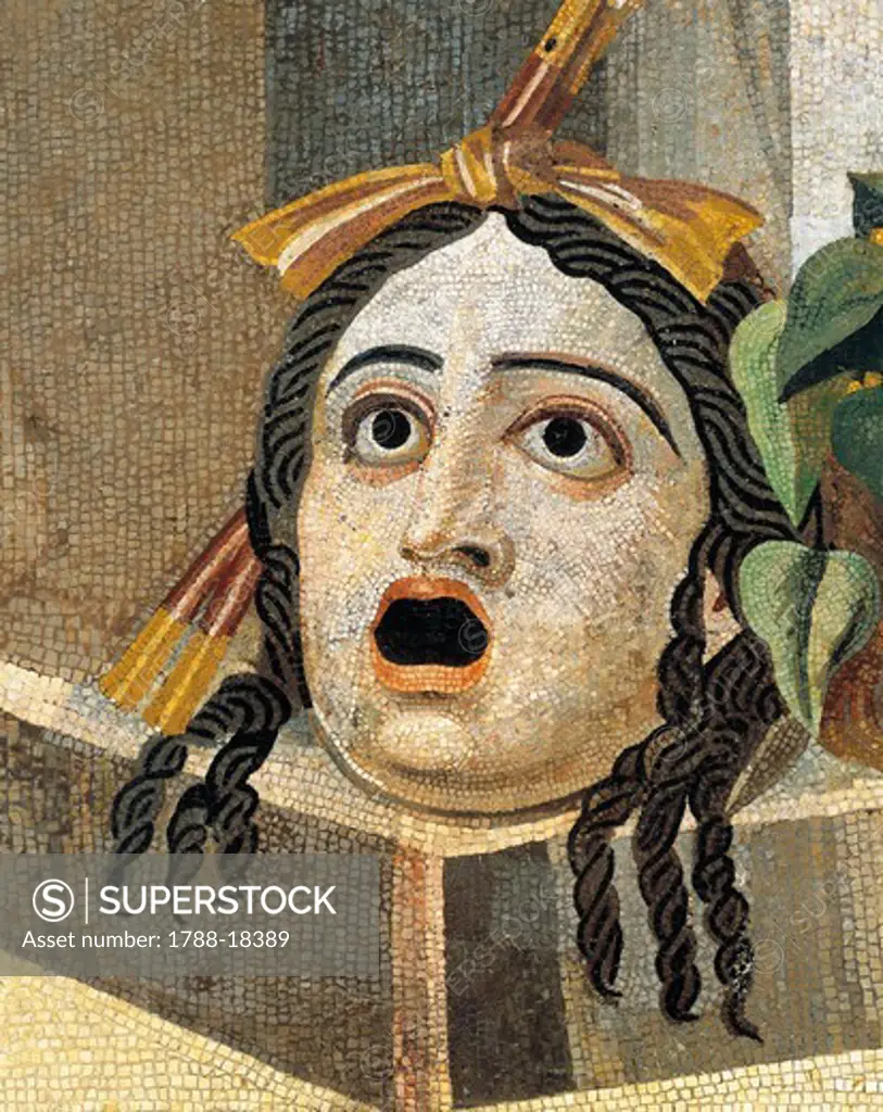 Mosaic depicting theatrical mask, from Rome