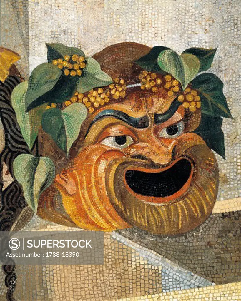 Mosaic depicting theatrical mask, from Rome