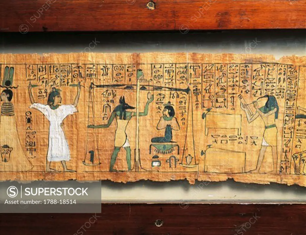 Papyrus of Theban priest Djedkhonsuiuefankh, weighing of the souls