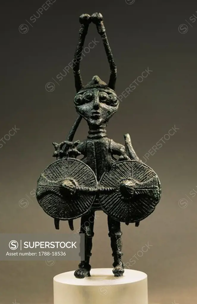 Italy, Sardinia region, bronze statuette of god warrior, from Nuraghic village of Abini at Teti