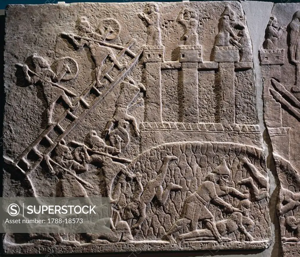 Relief of attack on enemy village, from Nimrud, Iraq