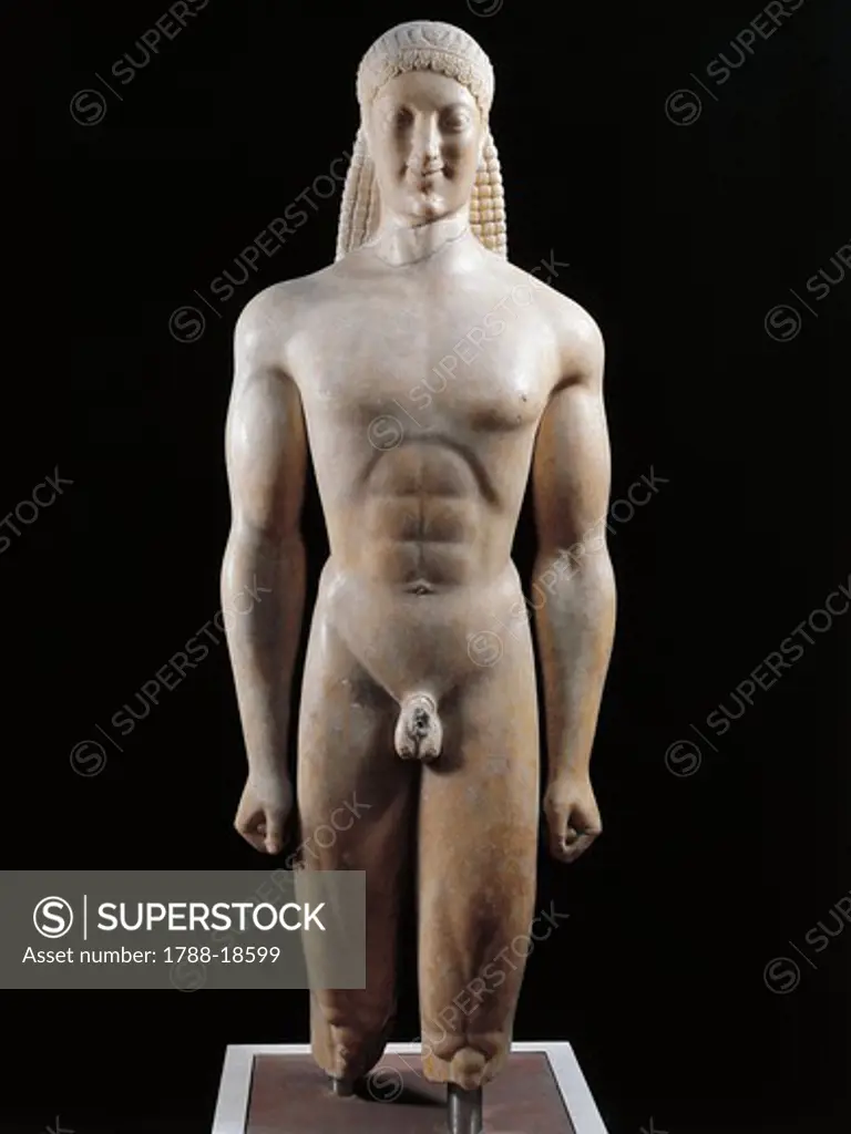 Marble statue of Kouros, known as Apollo Milani