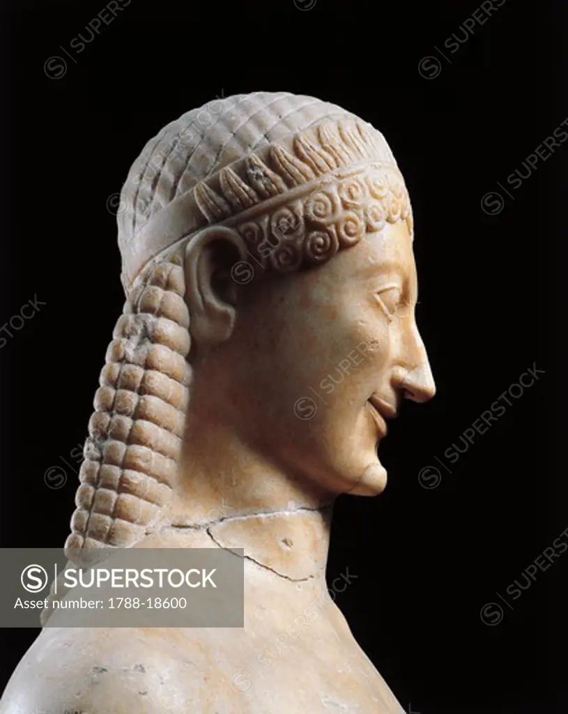 Marble statue of Kouros, known as Apollo Milani
