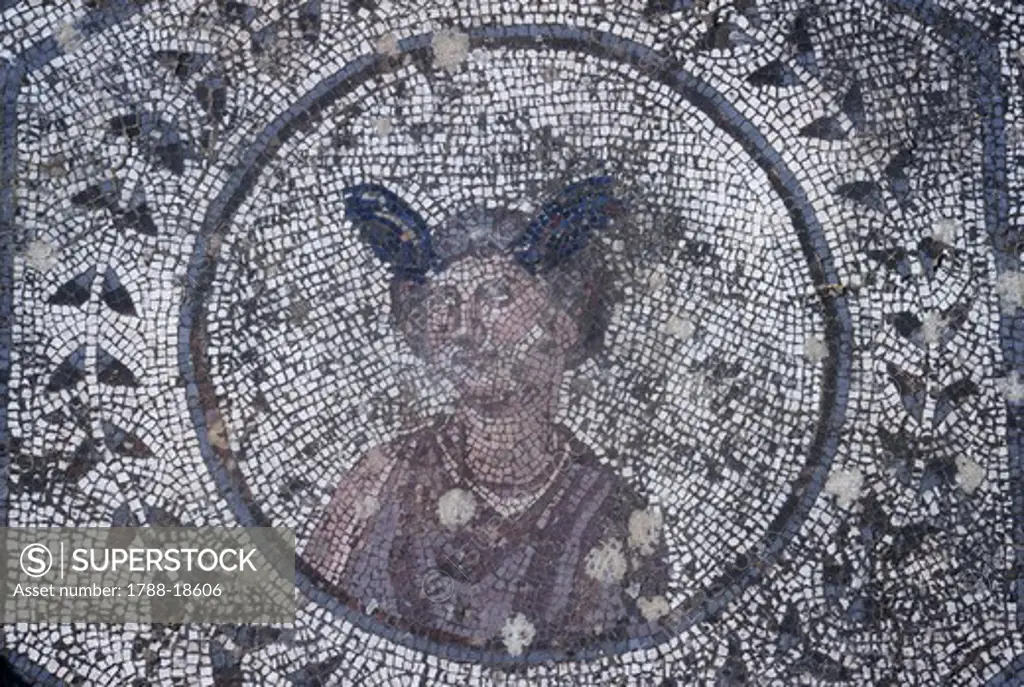 Spain, Andalusia, Carmona, Roman mosaic in House of Planetarium, detail