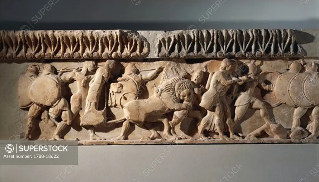 North frieze of Siphnian treasury depicting Gigantomachy