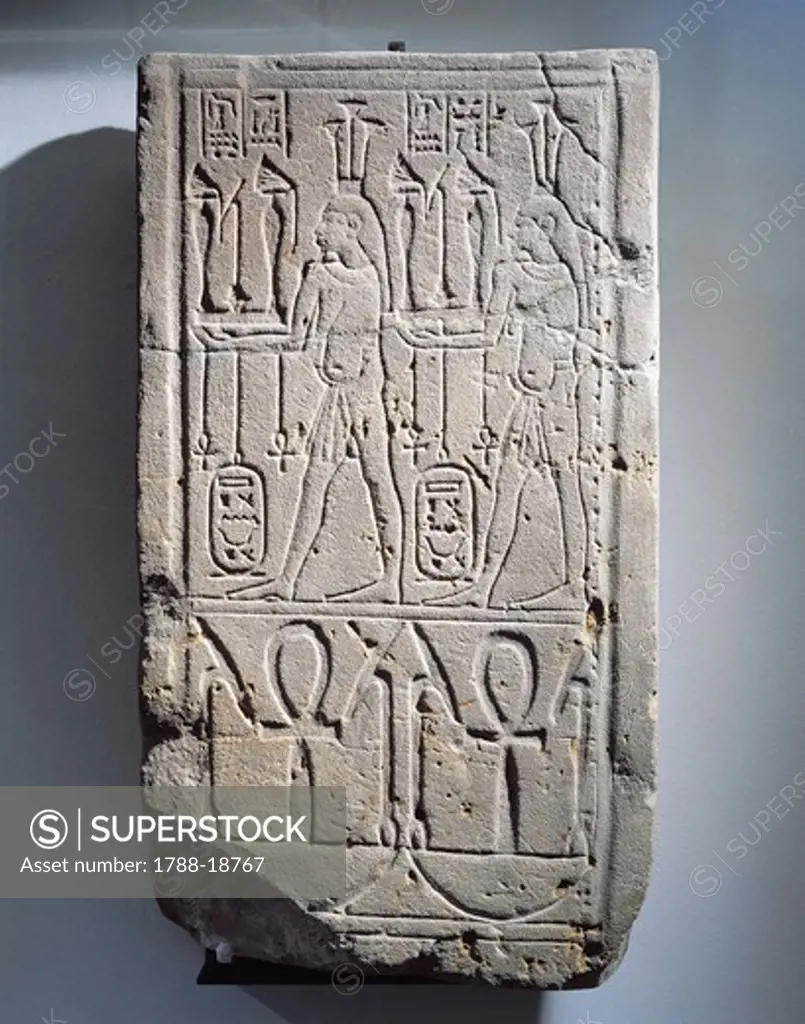 Gres stele depicting the Geniuses of the Nile flooding