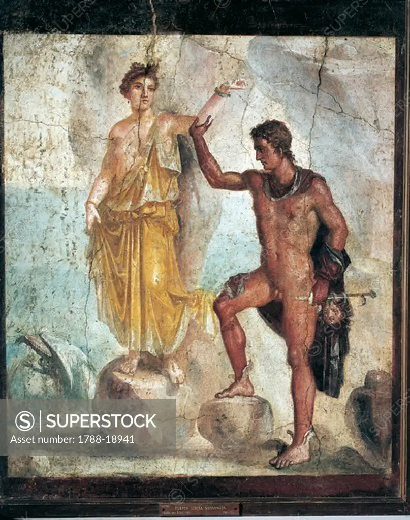 Fresco depicting Perseus and Andromeda from Italy, Campania, Pompeii, painting on plaster, 55-79 A.D.