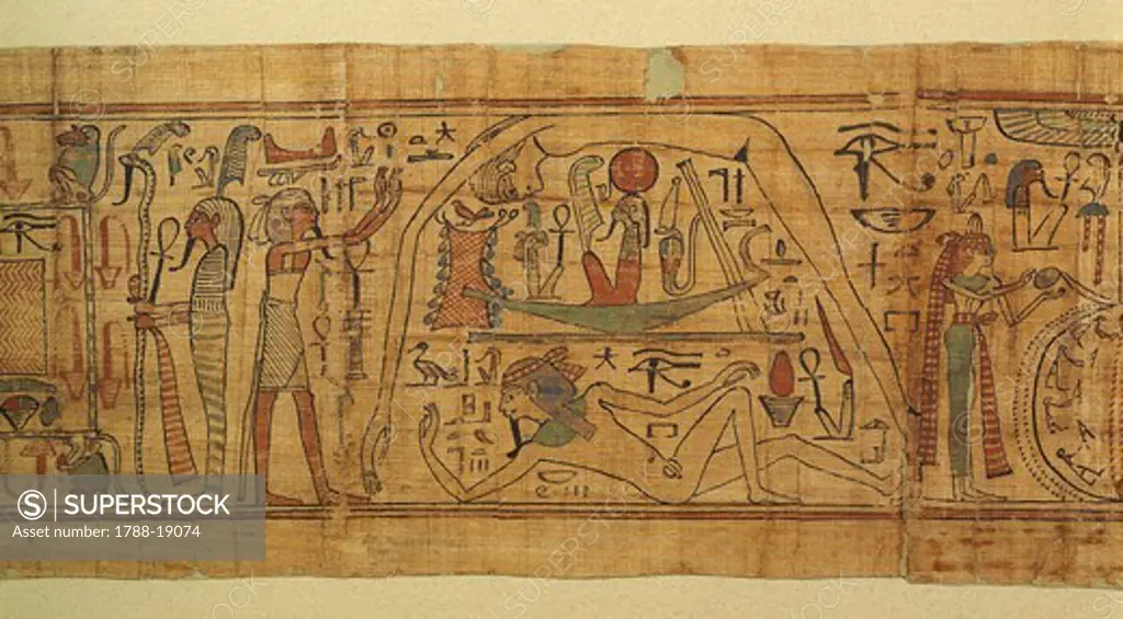 Book of mythological images of Nespakachuty, the separation of heaven and earth with the solar boat