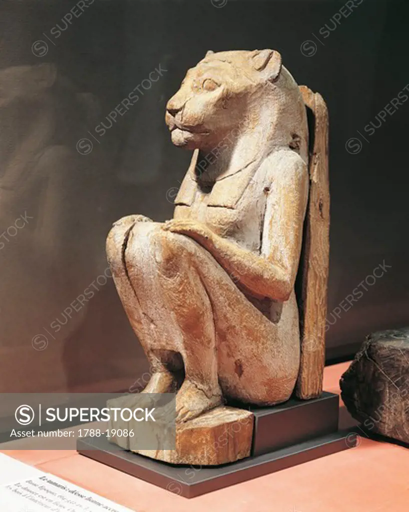 Wood statue of the lioness goddess Sekhmet (664-332 BC)