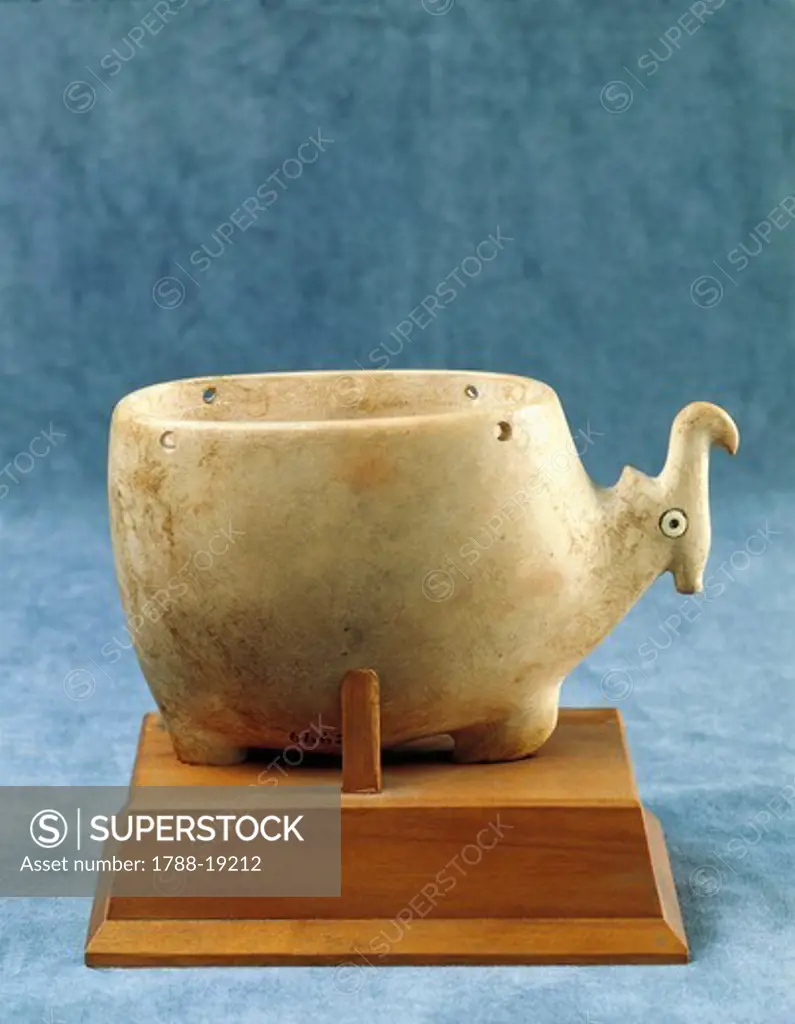 Limestone antelope-shaped vase
