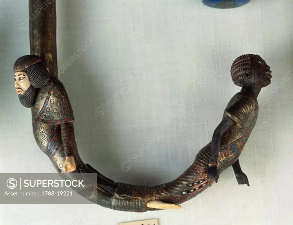 Handle of Tutankhamen's walking stick depicting two prisoners