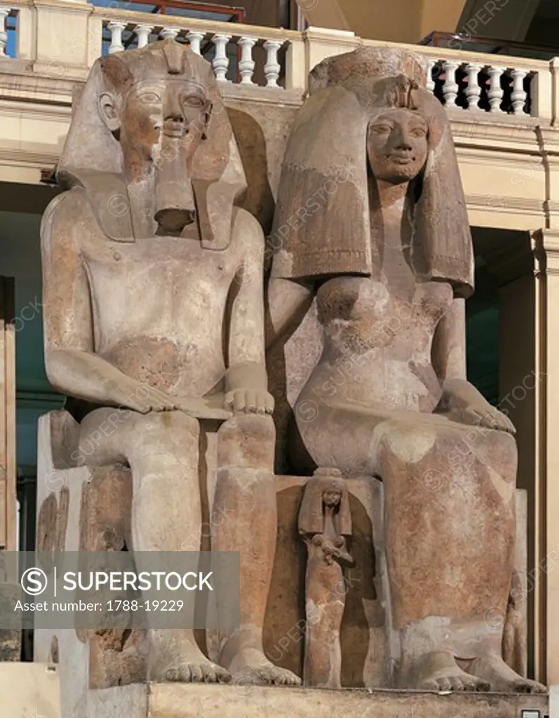 Colossal statue of Amenhotep III and Tiyi