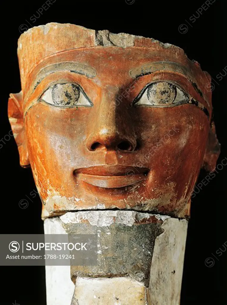 Head of Hatshepsut, close-up, from Deir-el-Bahari