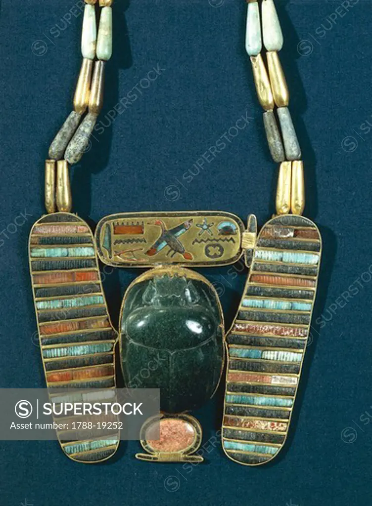 Treasure of Tanis, breastplate of Psusennes I in form of winged scarab