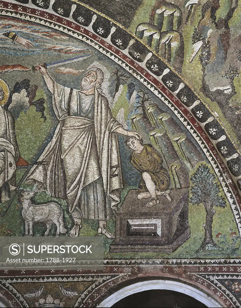 Italy - Emilia-Romagna Region - Ravenna. Basilica of St. Vitale (UNESCO World Heritage List, 1996). The sacrifice of Isaac, mosaic