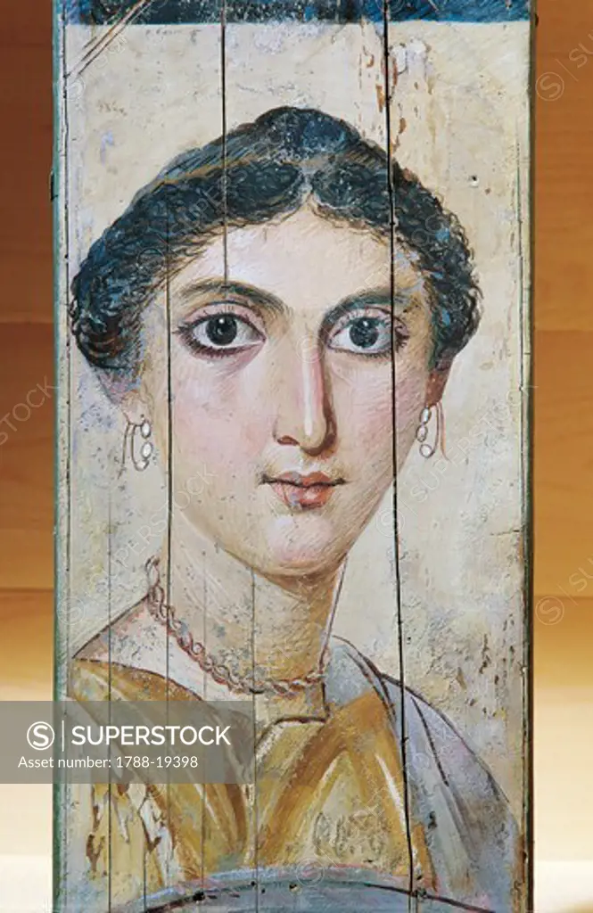 Portrait of woman, distemper painting on wood, from El Fayum