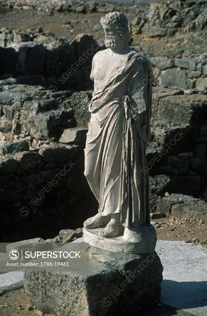 Spain, Catalonia, La Escala, Greek Ampurias, Statue of Asclepius