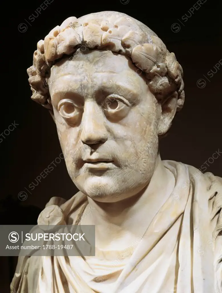 Marble bust with alabaster head of Roman emperor of the East Leo I