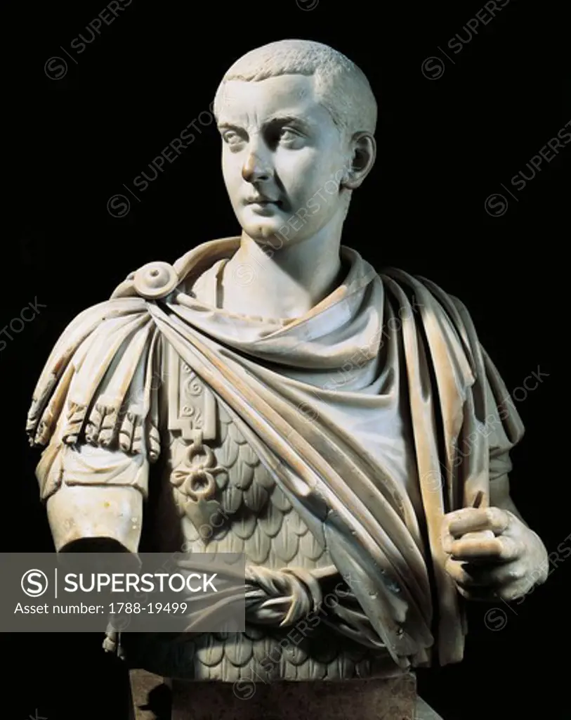 Marble bust of the Emperor Gordian II (225-244), From Gabies