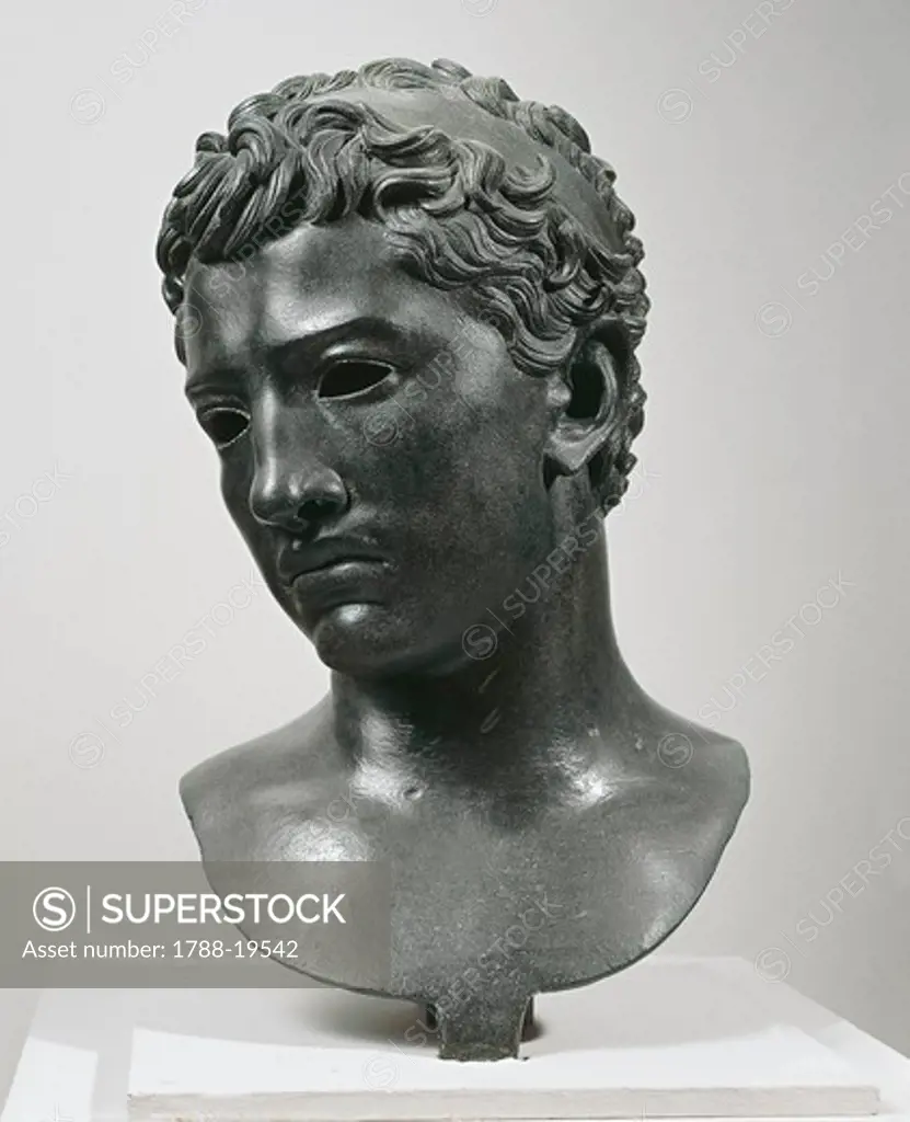 Bronze head of Juba II (52 b.C.-23 A.D.), king of Numidia and Mauretania, From Volubilis (Morocco)