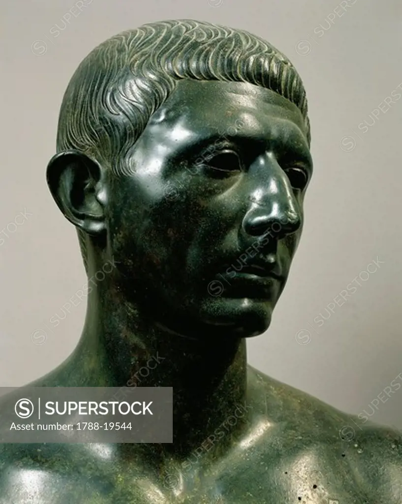 Bronze bust of Cato the Younger, 60 A.D., House of Venus. Detail, From Volubilis (Morocco)