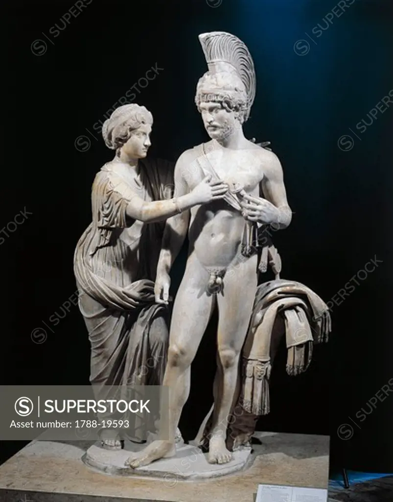 Marble imperial group statue of Hadrian and Sabina portrayed as Mars and Venus