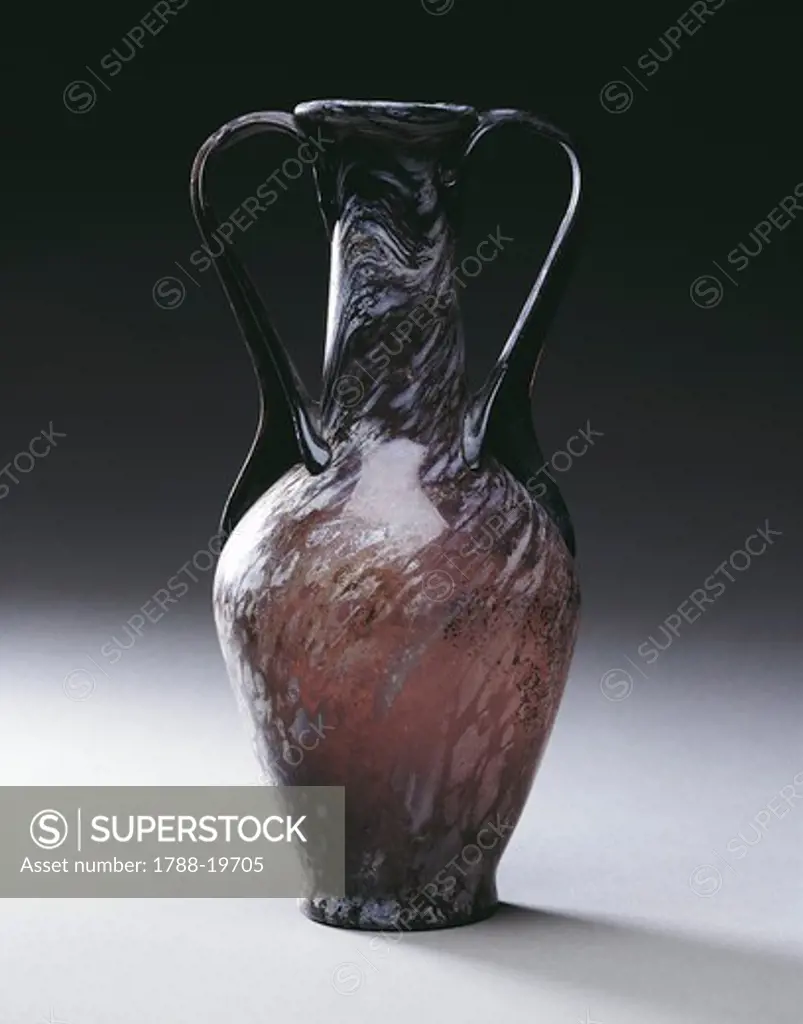 Purple white-veined glass amphora, from Pompei