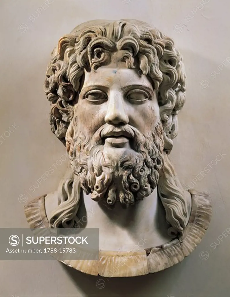 Marble head of Asclepius or Zeus