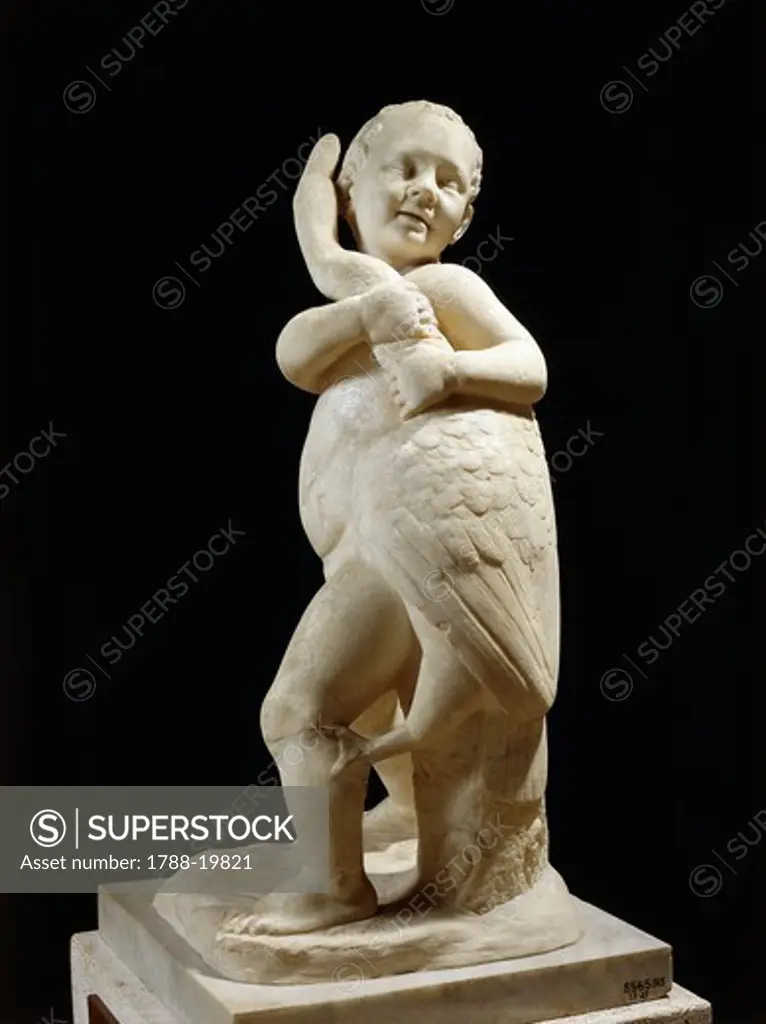 Marble sculpture portraying child playing with goose, Copy from Greek bronze original by Boethos of Chalcedon
