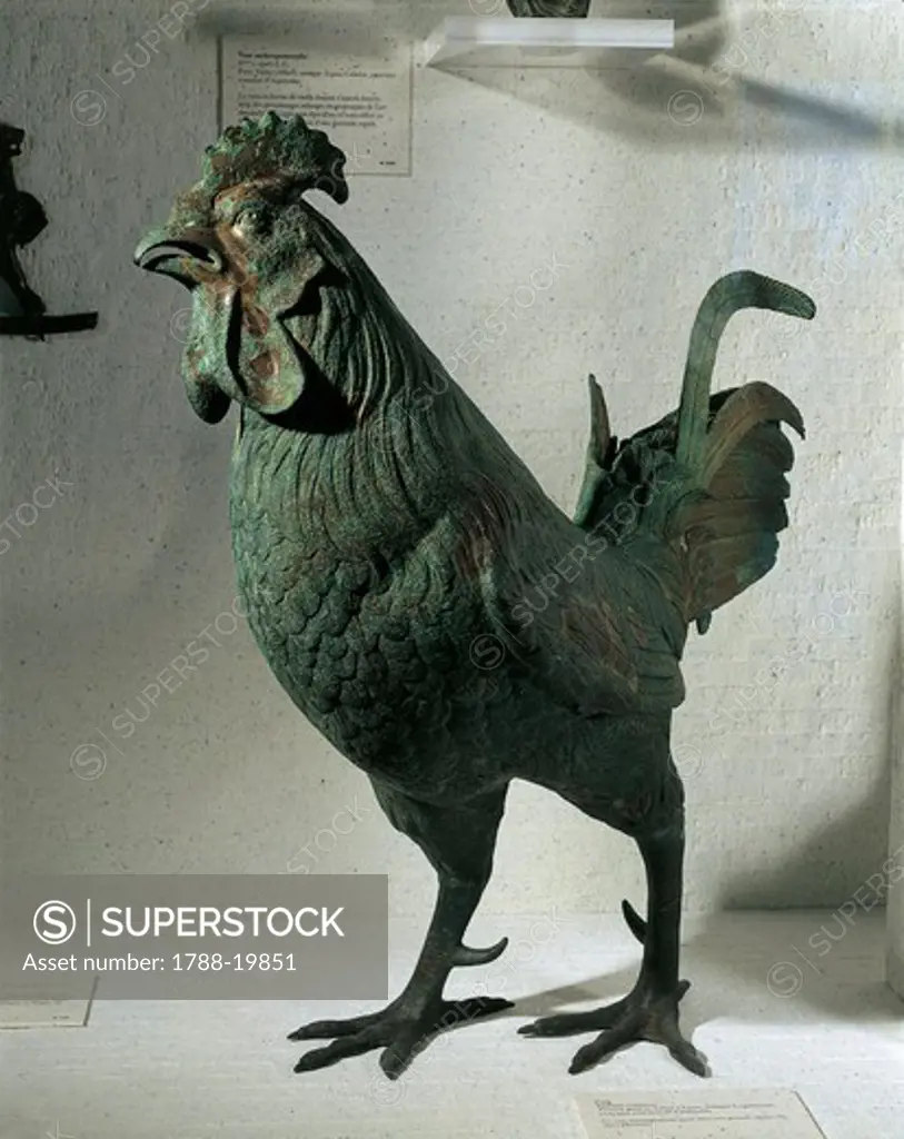 Bronze statue of rooster from Saone river at Lyon (ancient Lugdunum)