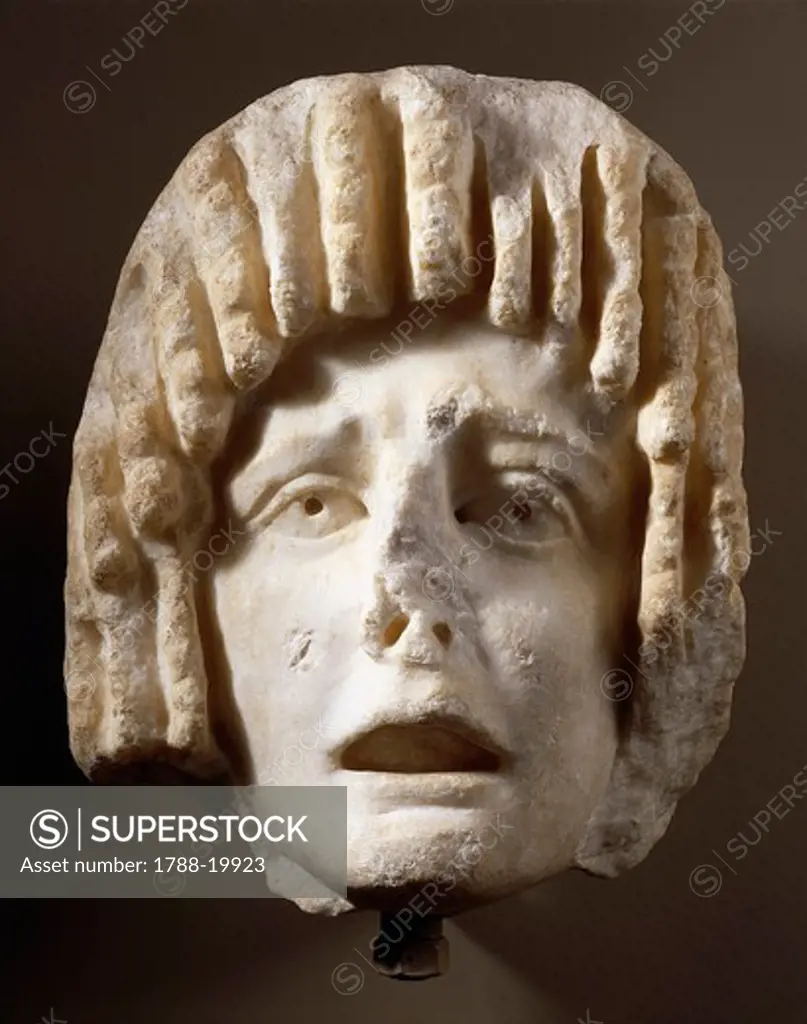 Tragic mask made of marble, from Aydin (ancient Tralles), Turkey