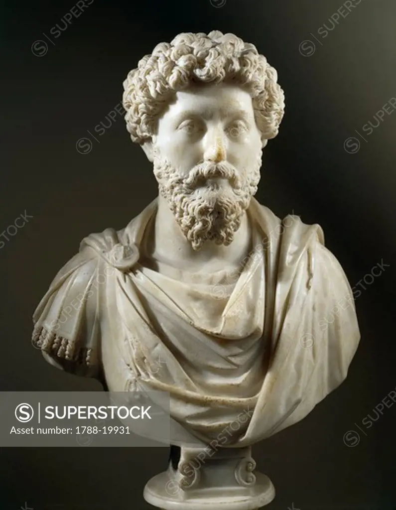 Marble bust of Emperor Marcus Aurelius (161-180 a.d.), from Lamunia