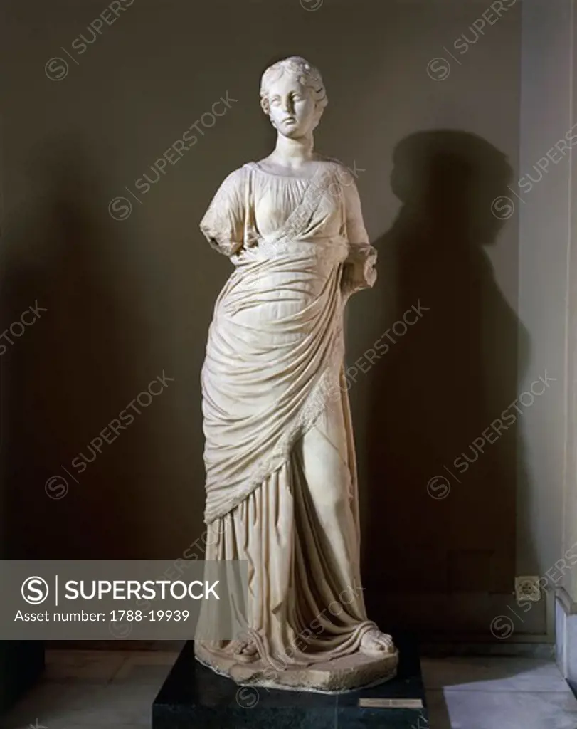Marble statue of Muse, from Frigidarium of Baths of Faustina at Miletus, Turkey