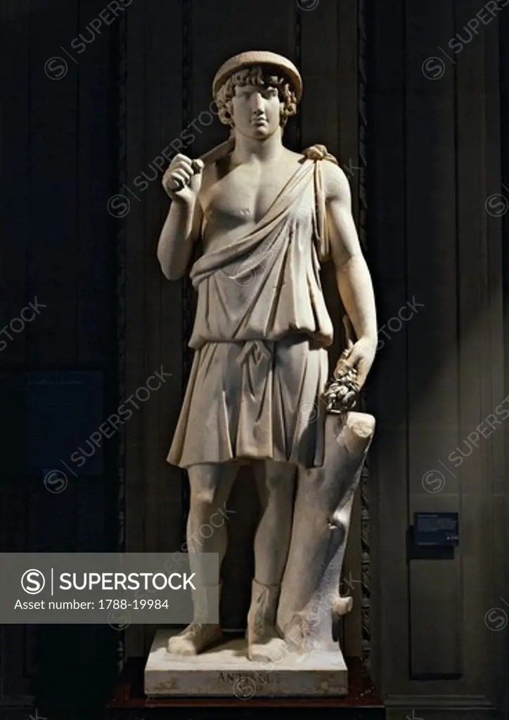 Marble statue of Antinus of Aristea, Greek god of gardens (117-138 a.d.)