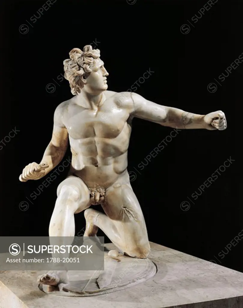 Alabaster statue portraying wounded Gallic warrior