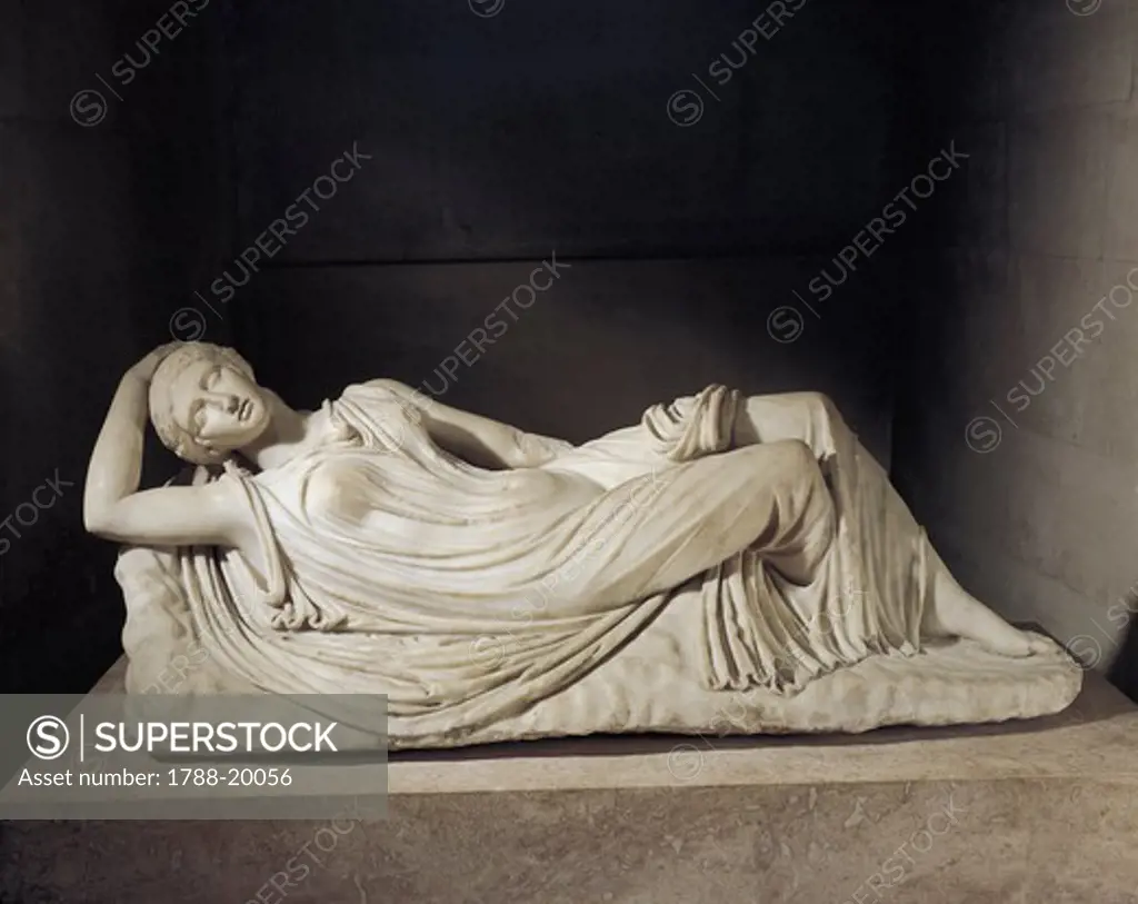 Marble statue of sleeping Ariadne, abandoned by Theseus on Naxos
