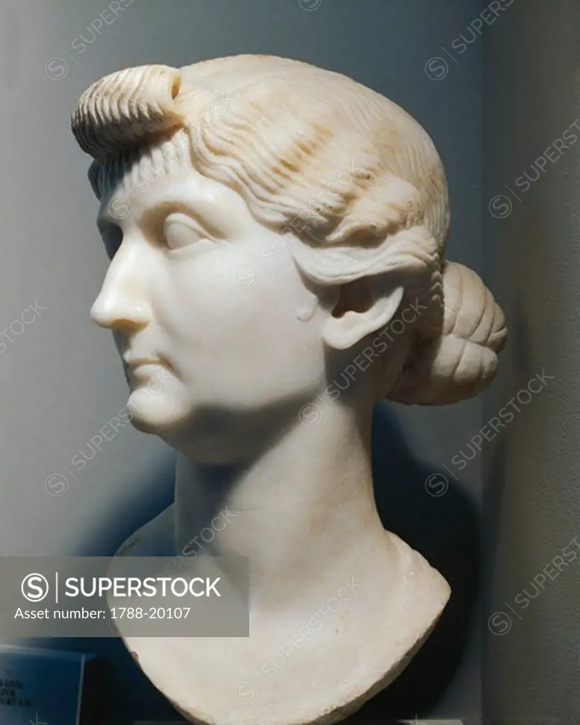 Marble head of Livia, wife of Augustus and Mother of Tiberius
