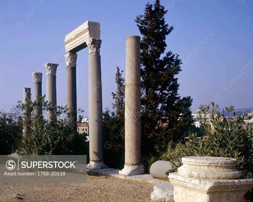 Lebanon, Byblos, columns at Roman colony