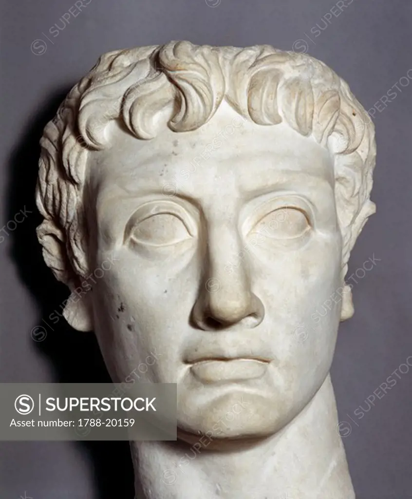 Marble head of Octavian dating to 40-60 a.d., from Athribis, Egypt